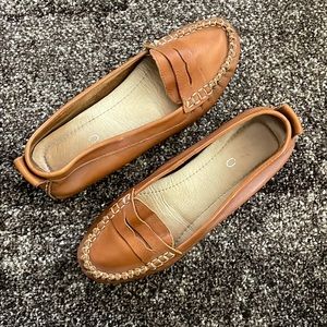 Women’s Aldo driving penny loafers saddle light brown size 6 EUC